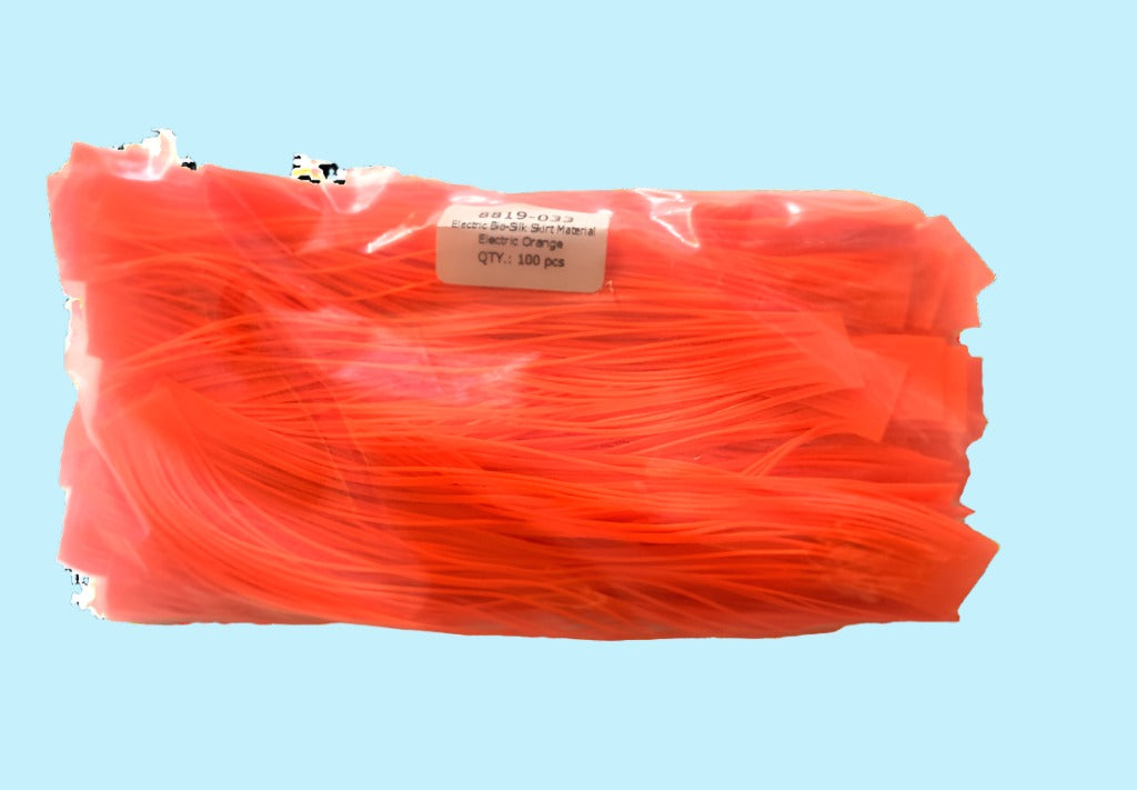 Vivid Electric Orange Skirt Tabs, Model 8819-033, perfect for custom high-visibility fishing lure assembly and jig skirt enhancements.