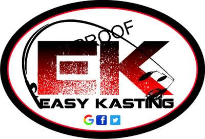 Logo of EK Easy Kasting with a red and black design on a white background