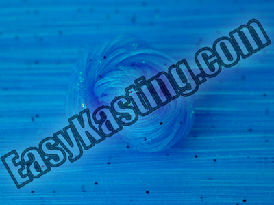 Blue with a black pepper flake silicone skirt tab from Easy Kasting collection