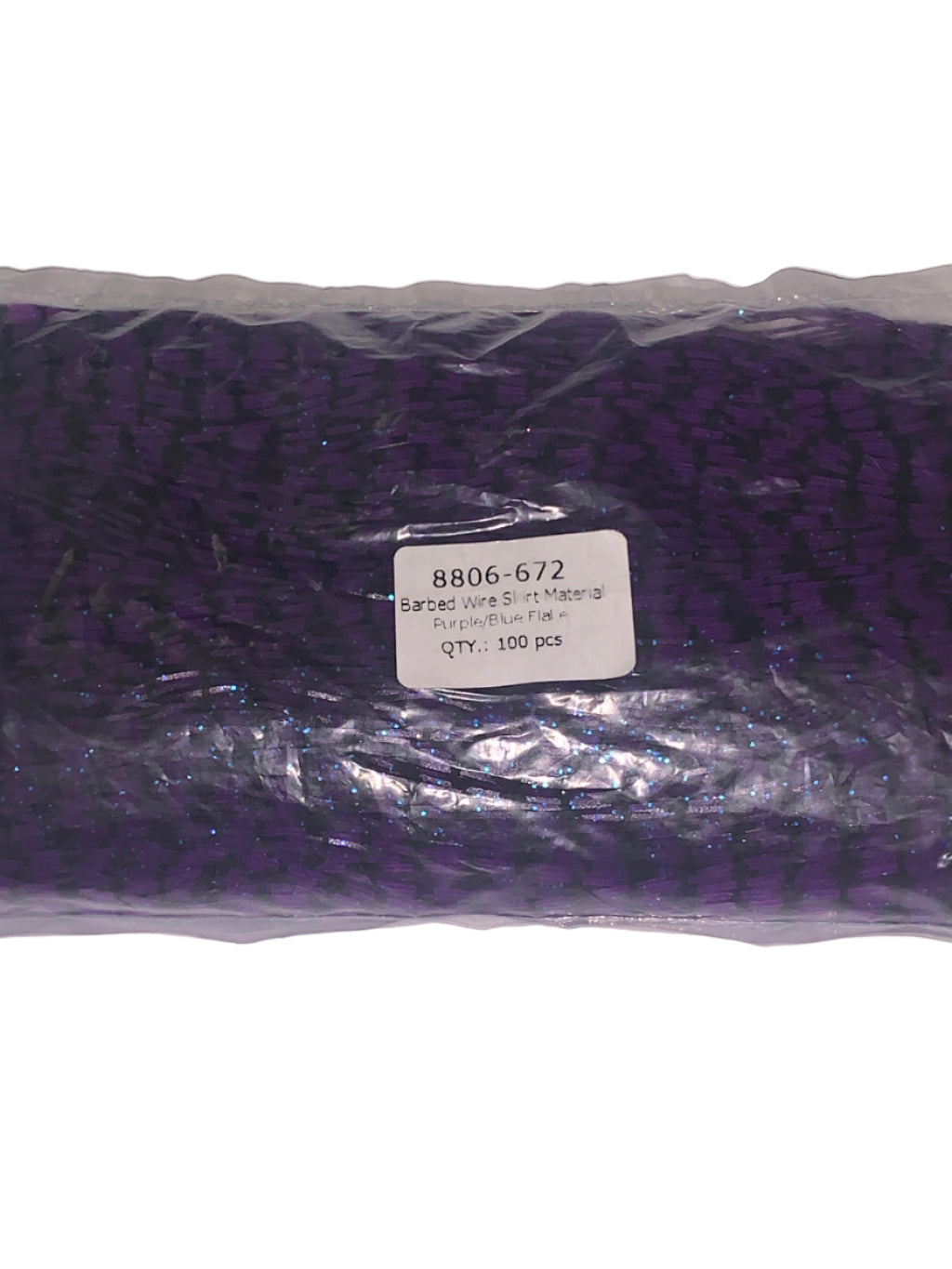 A pack of purple colored skirt tabs labeled as '8806-672 Purple\ Blue Flake' in a clear plastic packaging.