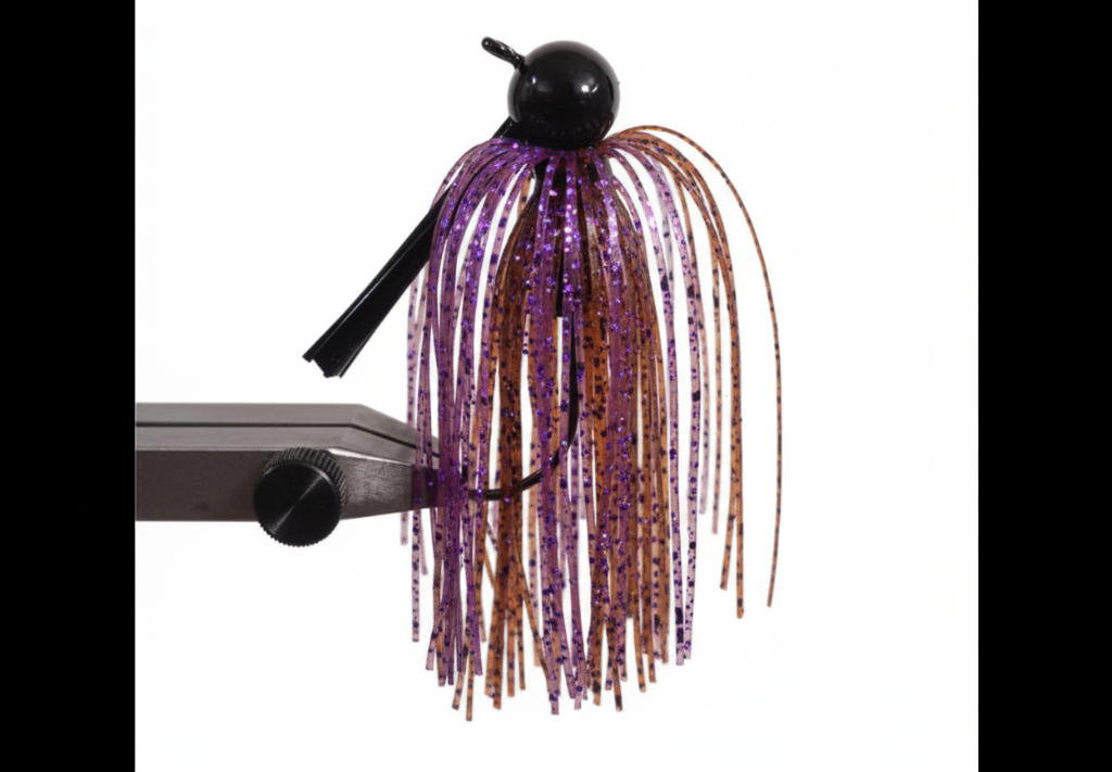 Royal Craw Flake silicone skirt tabs with natural crawfish pattern and purple metallic flake - premium fishing lure components