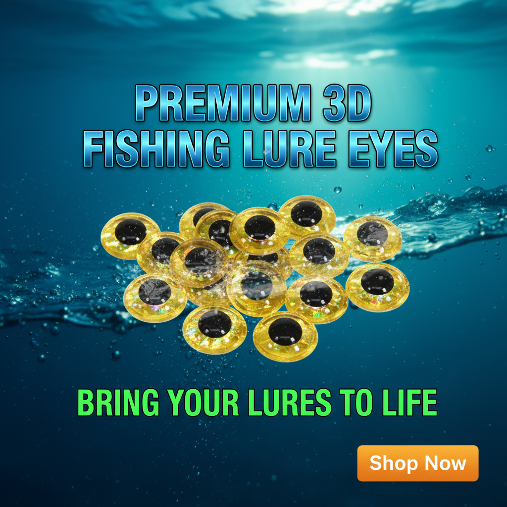 Promotional banner for Soft Molded 3D Fishing Lure Eyes