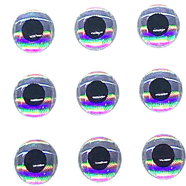 4/5/6mm Fishing Lure Eyes 3D Holographic Silver Soft Down Pupil Eye Fly Tying